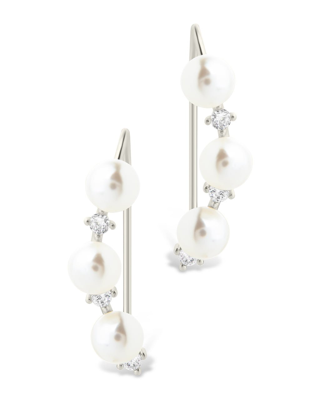 Sterling Silver Siena CZ & Pearl Threader Earrings