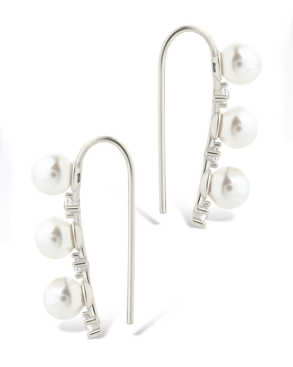 Sterling Silver Siena CZ & Pearl Threader Earrings
