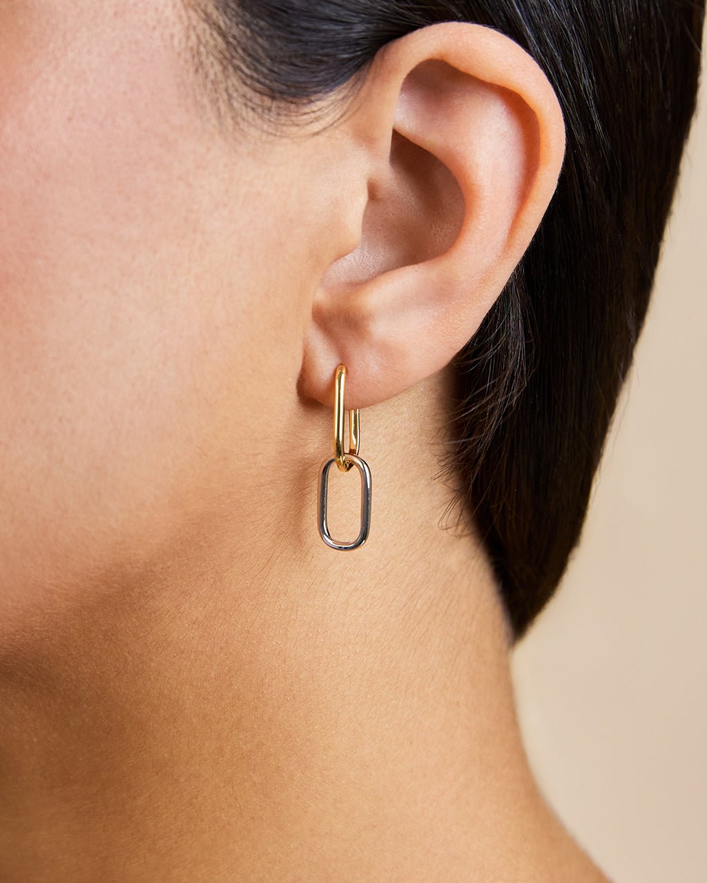 Sterling Silver Raleigh Link Drop Hoops
