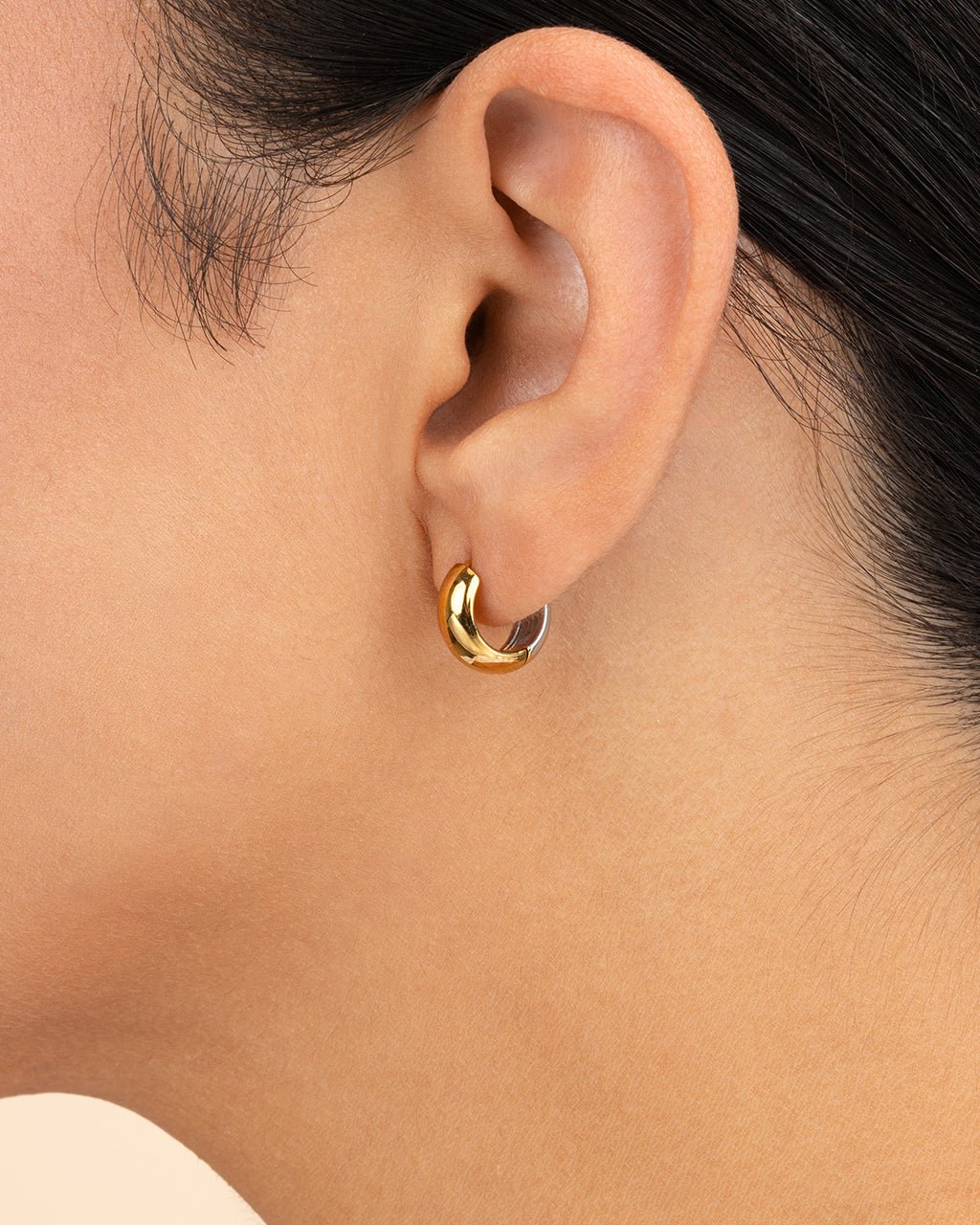 Betina Dual Tone Thick Micro Hoops
