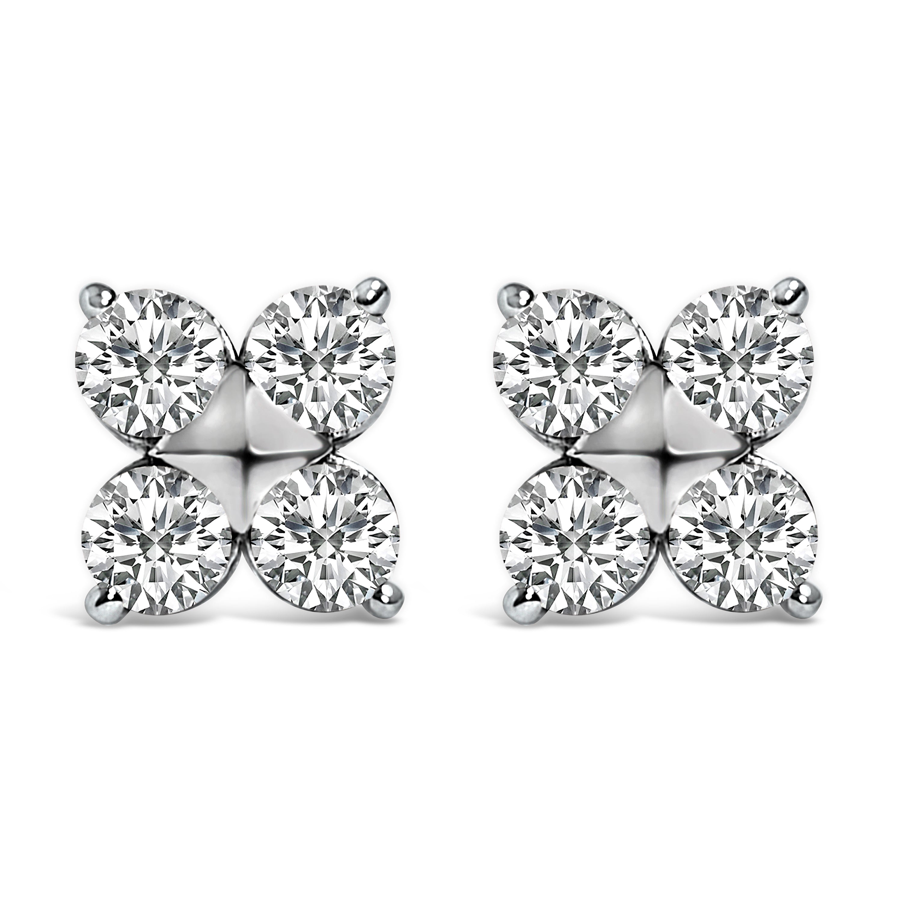 10K White Gold 1/2 Cttw Lab Grown Diamond Snowflake Stud Earrings