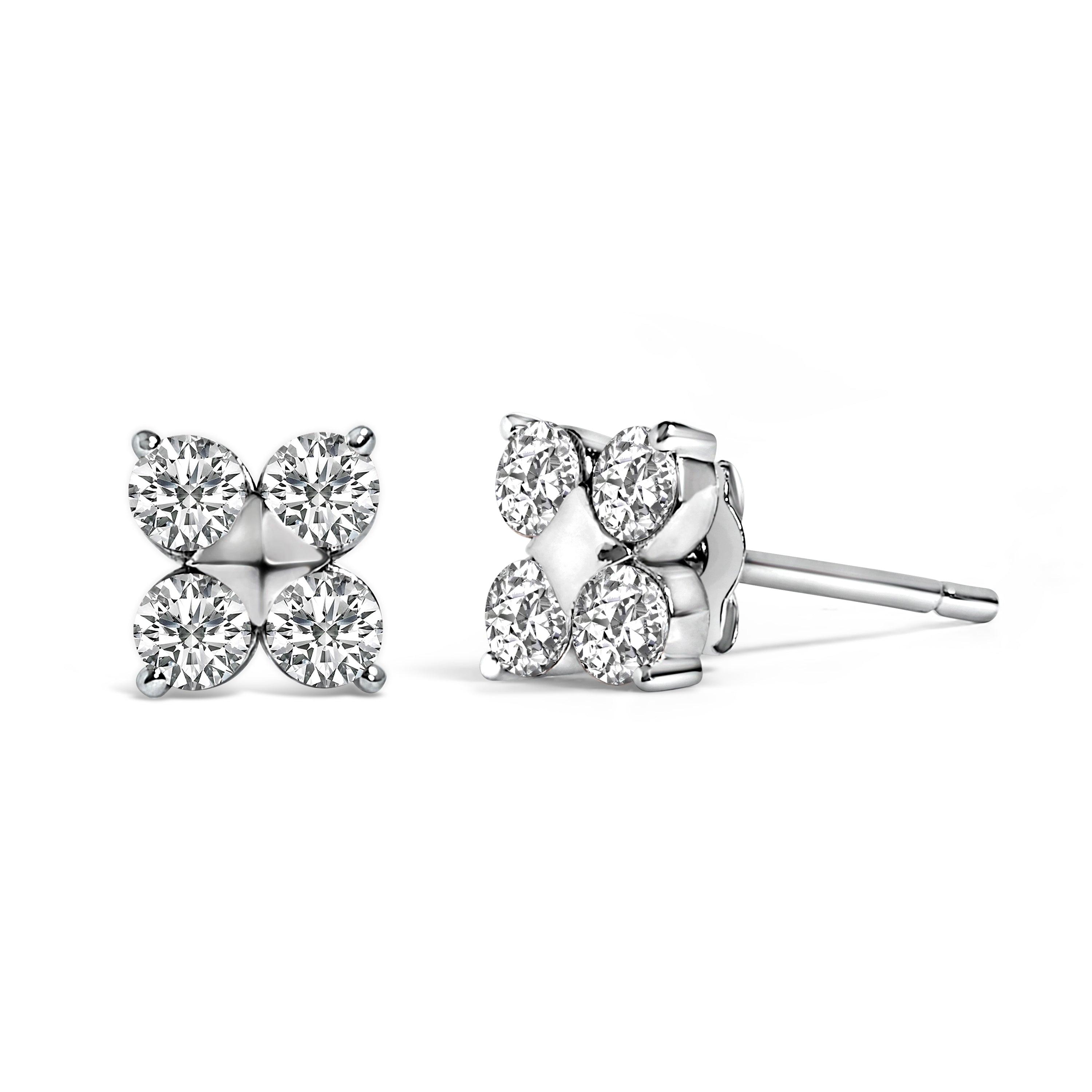 10K White Gold 1/2 Cttw Lab Grown Diamond Snowflake Stud Earrings