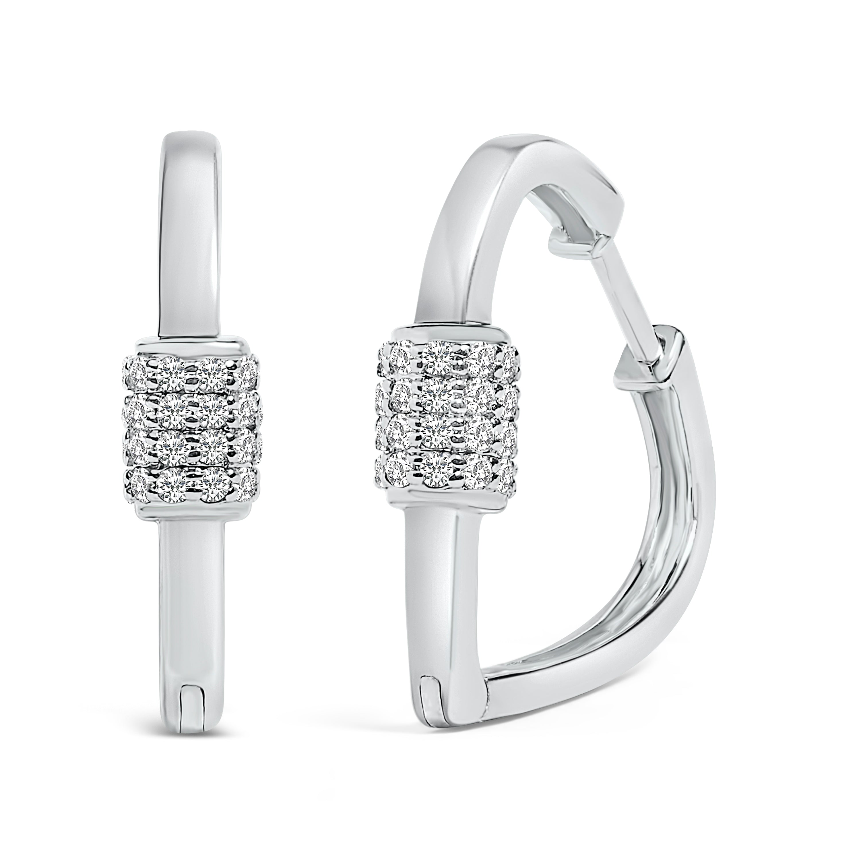 10K White Gold 3/8 Cttw Lab Grown Diamond Heart Shaped Huggie Hoop Earrings