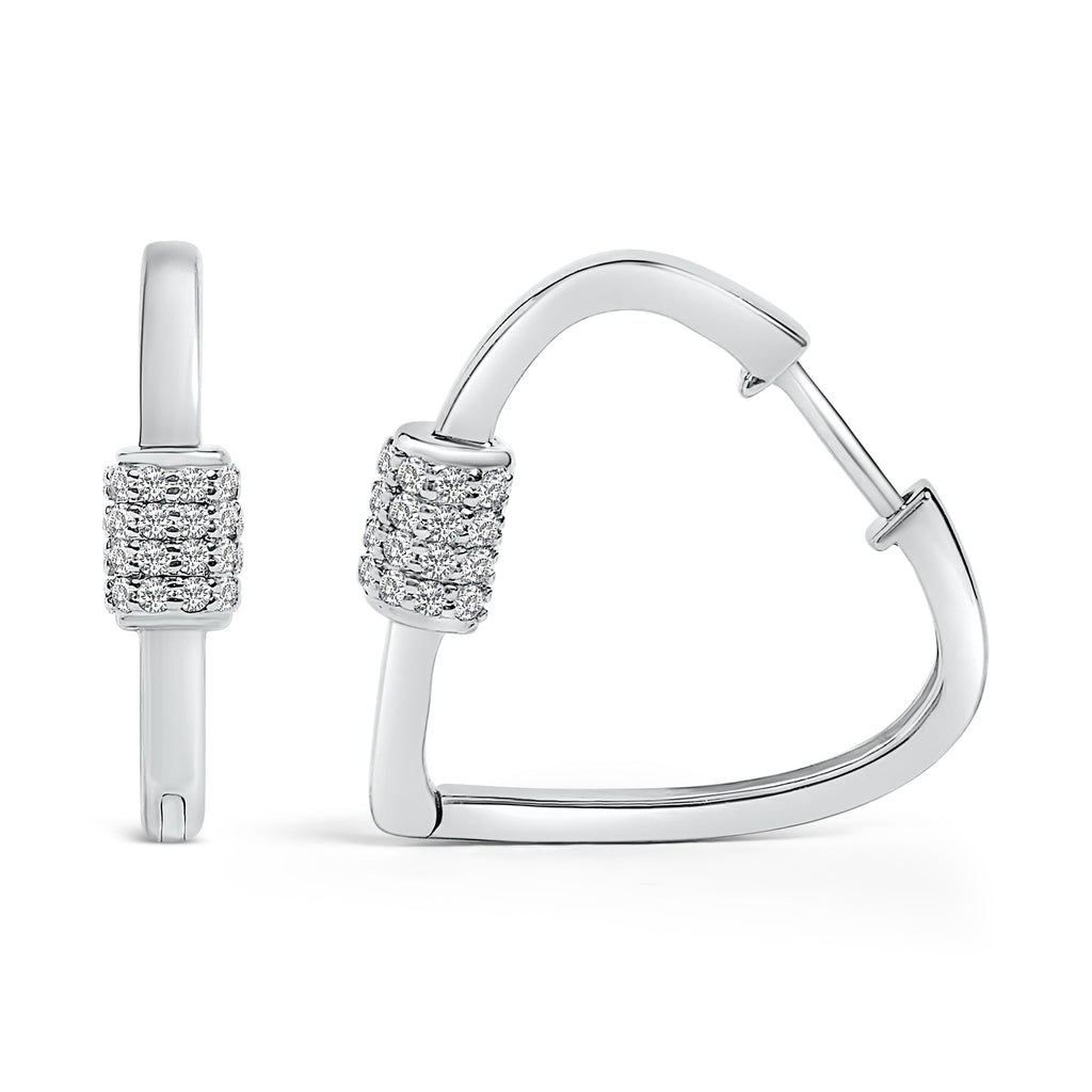 10K White Gold 3/8 Cttw Lab Grown Diamond Heart Shaped Huggie Hoop Earrings