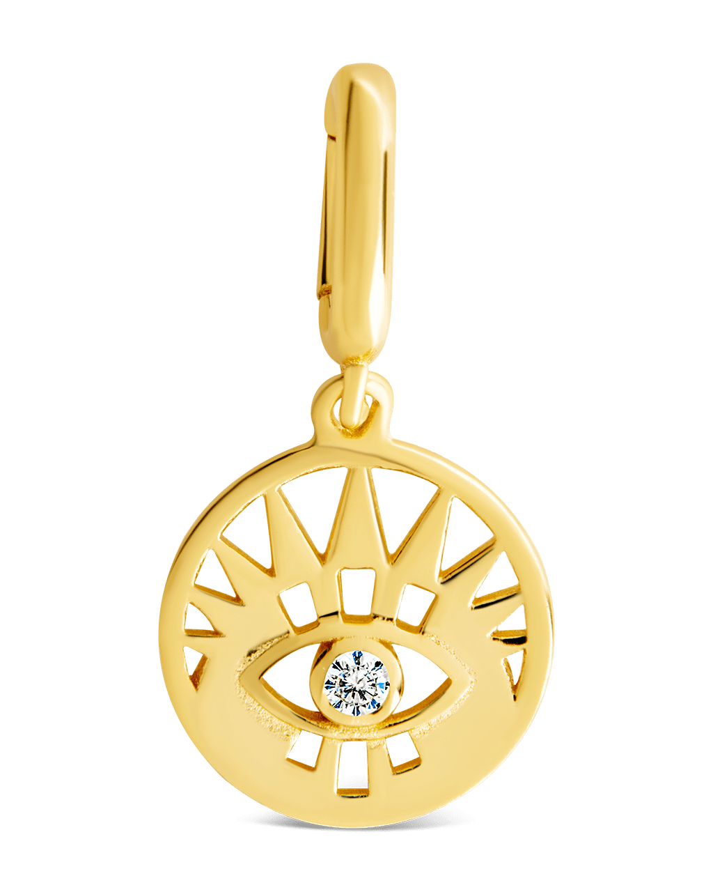 Sterling Silver CZ Evil Eye Disc Charm