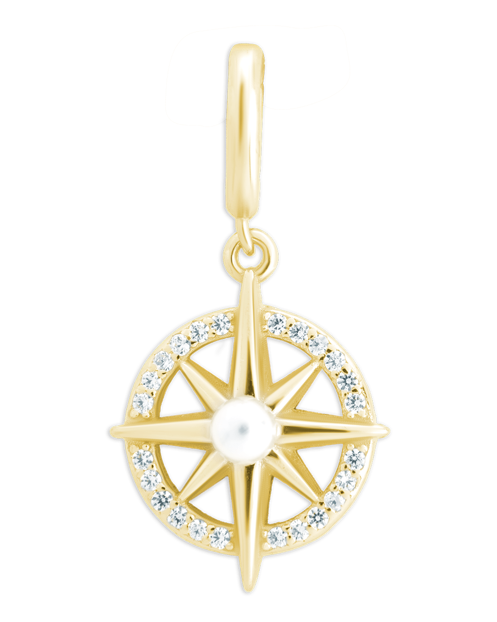 Sterling Silver CZ & Pearl Compass