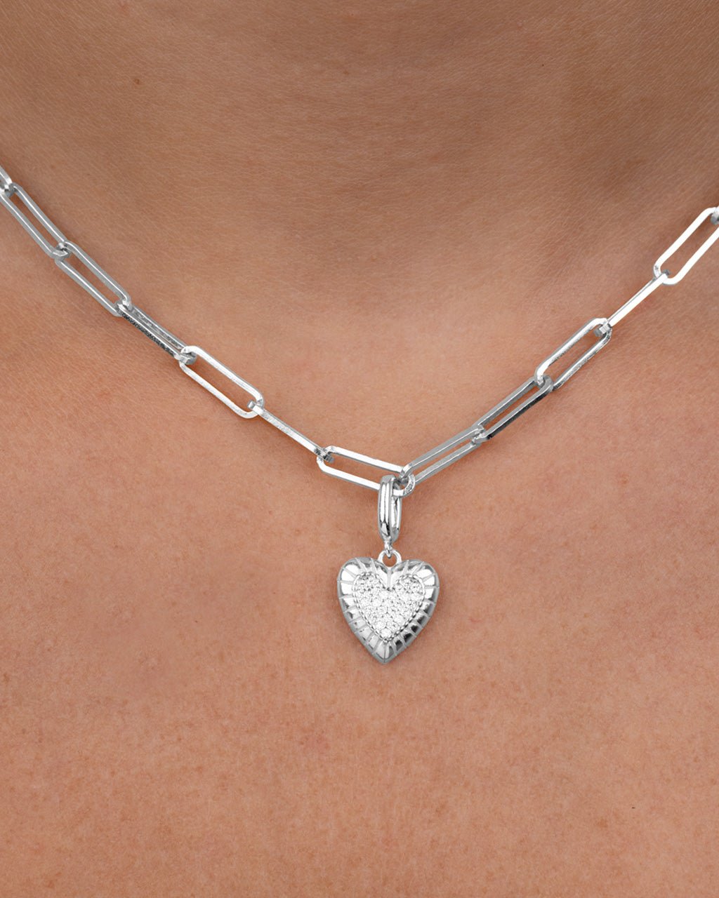 Sterling Silver CZ Heart Charm