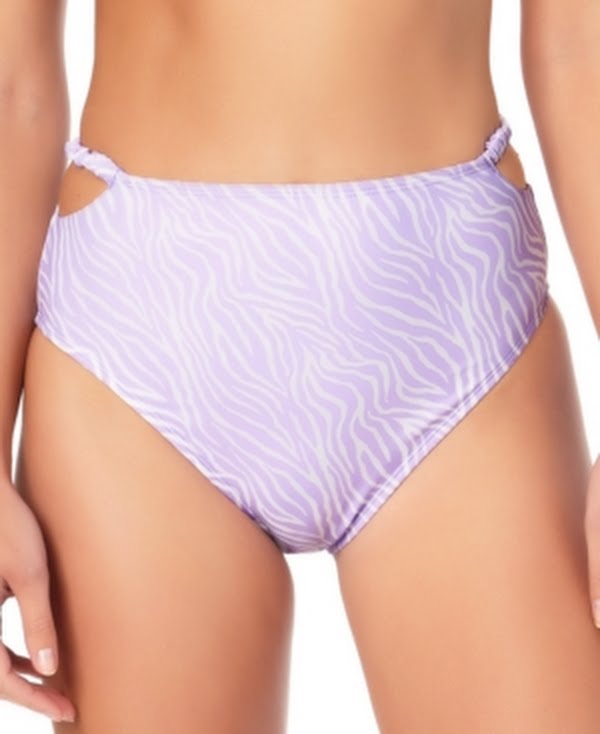 California Waves Juniors Smocked High-Waist Bikini Swim Bottom, Size Medium