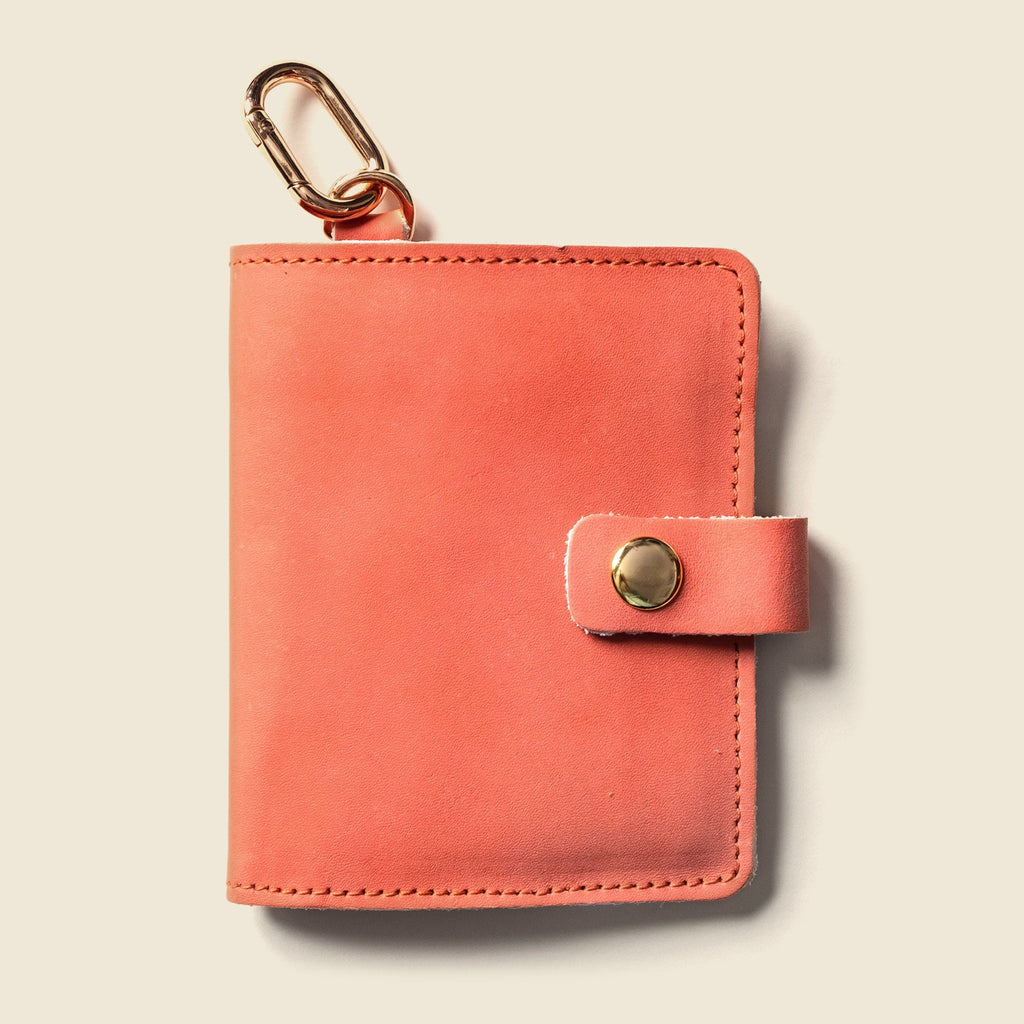 Wallet with Snap and Key Ring - Salmon Pink