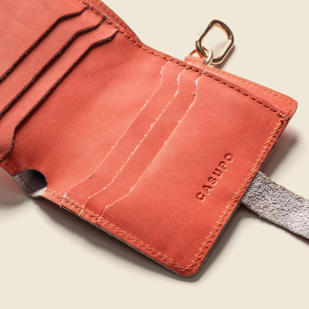 Wallet with Snap and Key Ring - Salmon Pink