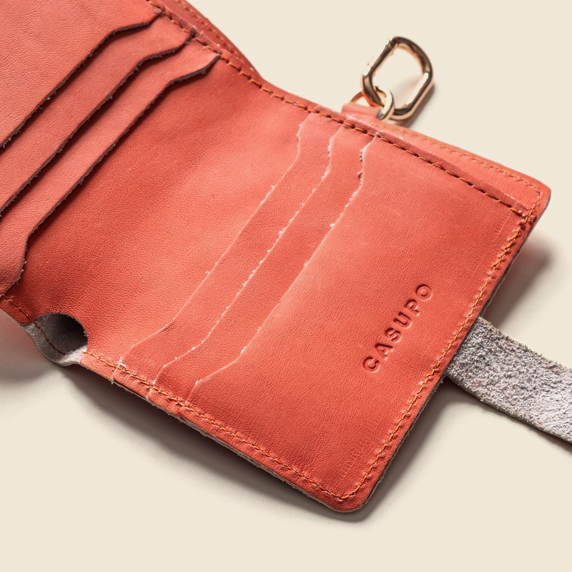Wallet with Snap and Key Ring - Salmon Pink