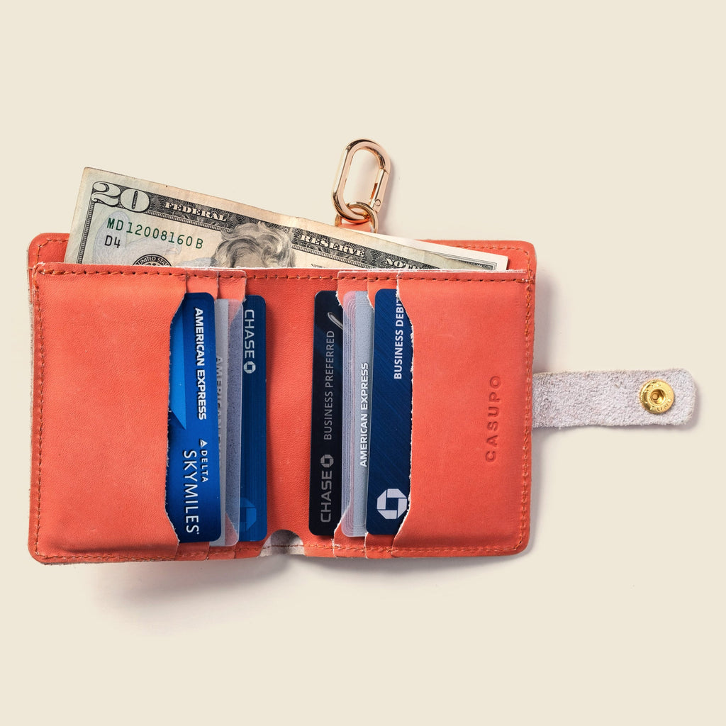 Wallet with Snap and Key Ring - Salmon Pink