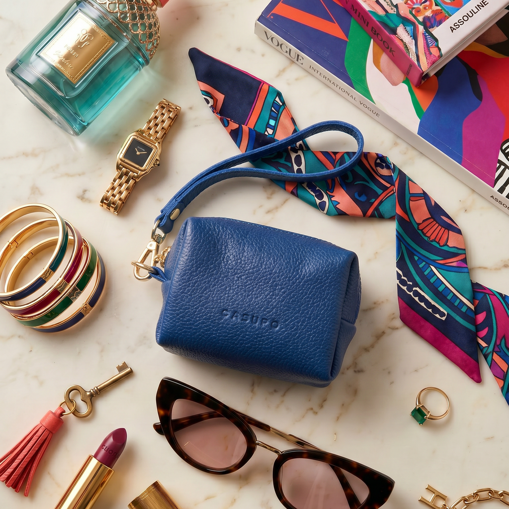 Mini Zipper Bag with Wristlet - Cobalt Blue