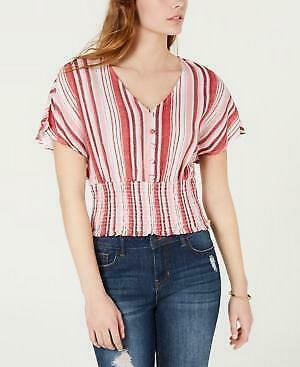 Crave Fame by Almost Famous Juniors Batwing-Sleeve Crop Top, Sz Small