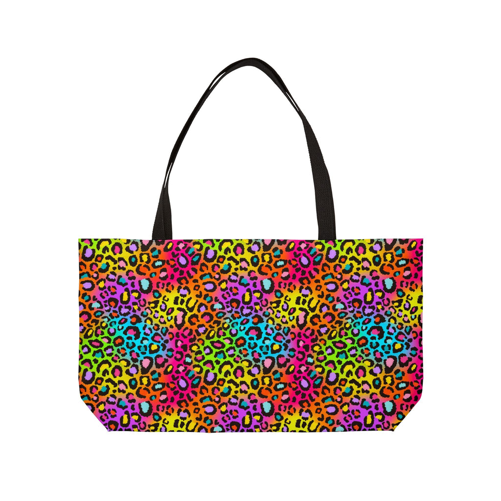 Bespattered Facade Neon Leopard Weekender Beach Tote Bag