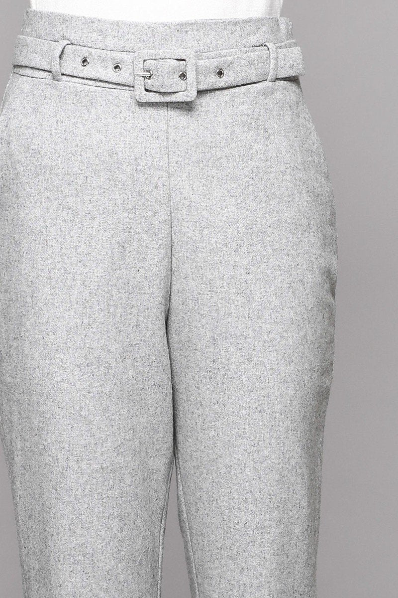 Grey Belted Trouser pant
