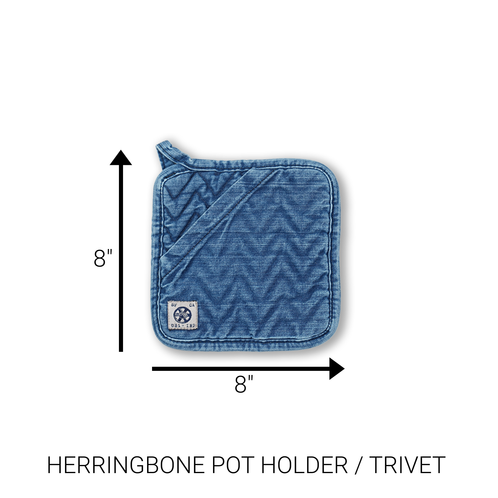 BUNDLE - STANDARD HERRINGBONE OVEN MITT, PAN HANDLE HOLDER AND HERRINGBONE TRIVET/POT HOLDER (MEDIUM VINTAGE)