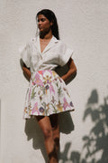 SOTAVENTO MINI SKIRT IN BOTANICA WHITE PRINT