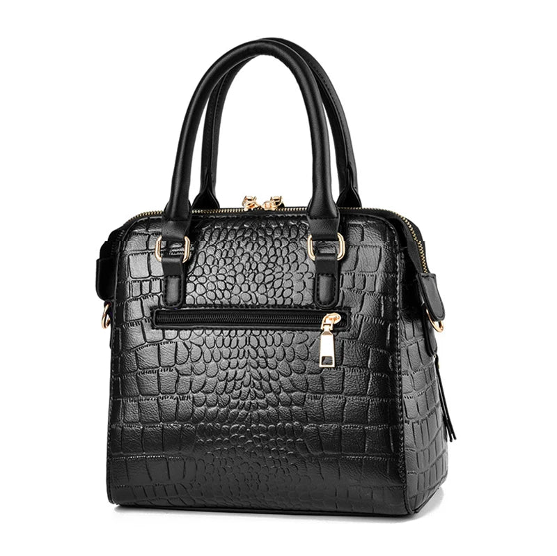 Luxury Crocodile Pattern Handbag for Women | Winter New PU Leather Tassel Shoulder Bag (Brands Design Handle Bag, Lady Purse)