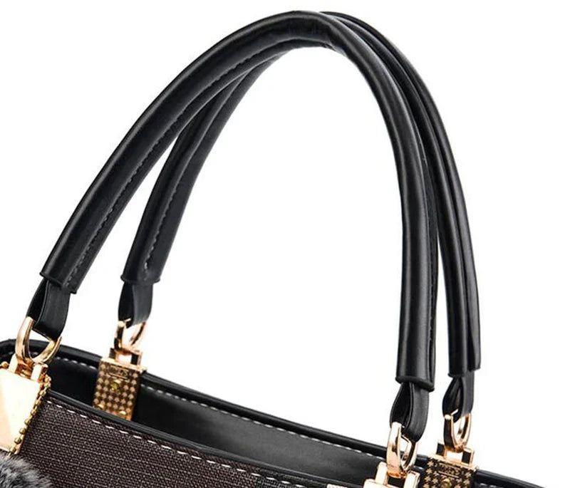 Elegant Designer Handbags for Women | PU Leather Crossbody Messenger Bag with Hairball (Girls Shoulder Bag, Top-Handle Tote)