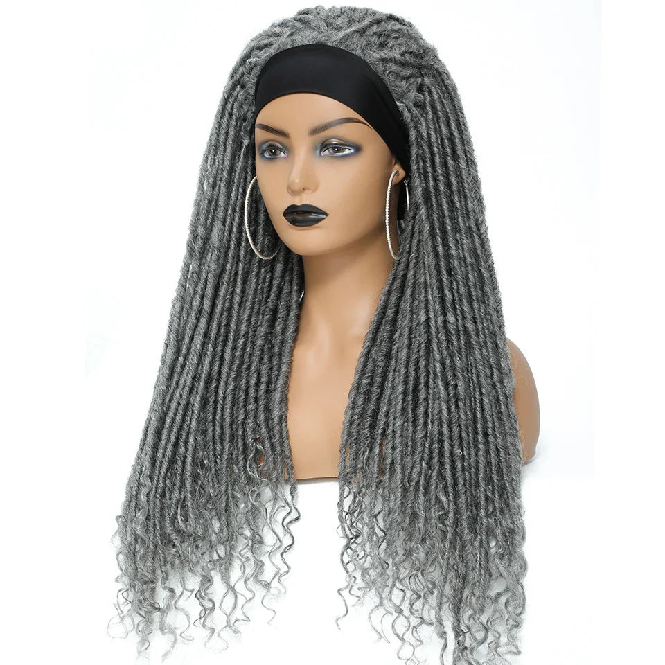 Long 22" Goddess Locs Headband Wig | Curly Ends | Soft Faux Locs | Synthetic Braids | For Women