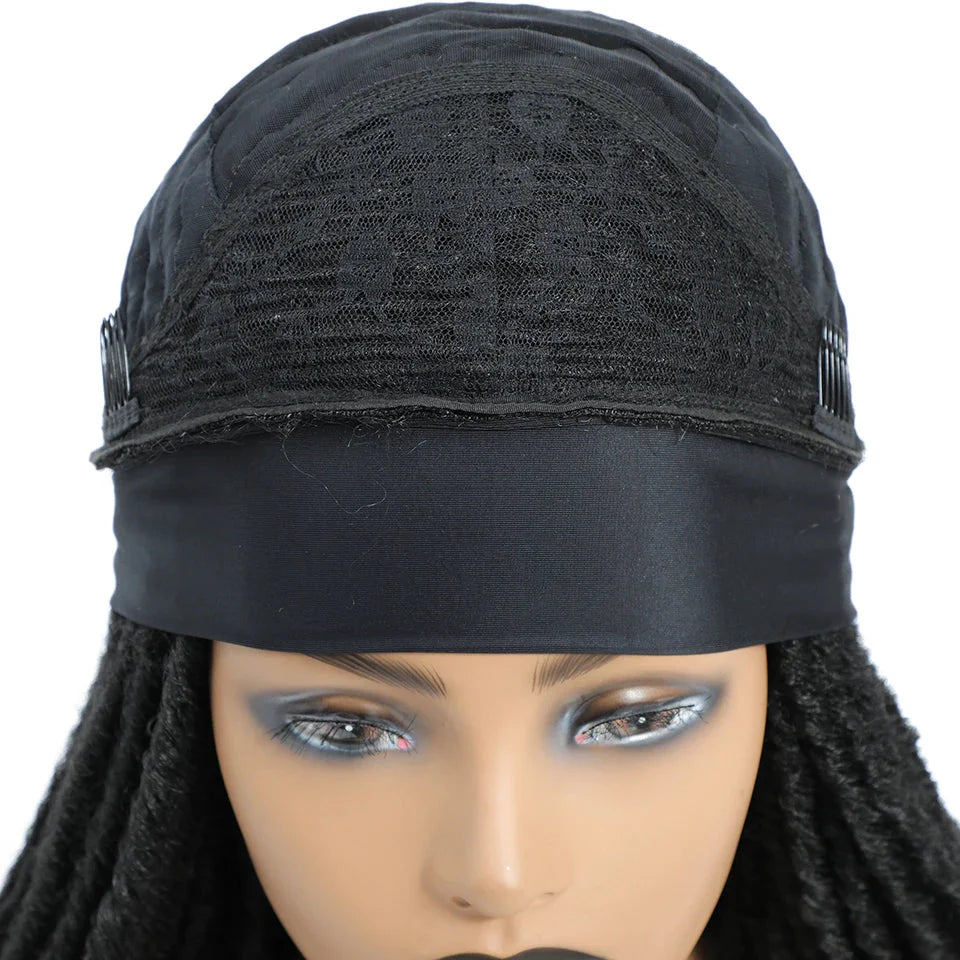 Long 22" Goddess Locs Headband Wig | Curly Ends | Soft Faux Locs | Synthetic Braids | For Women
