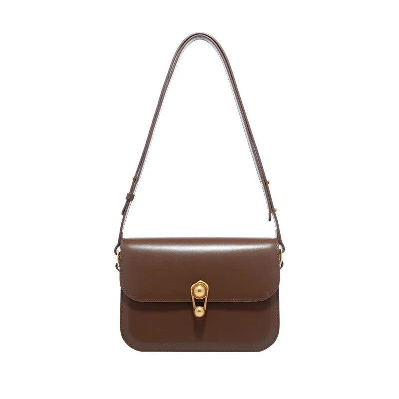 Women's Bag Luxury Brand | New Fashion Shoulder & Crossbody Square Bags (Designer Split Leather Tote Handbag with Lock)