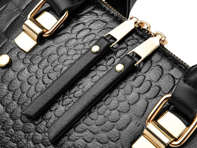 Luxury Crocodile Pattern Handbag for Women | Winter New PU Leather Tassel Shoulder Bag (Brands Design Handle Bag, Lady Purse)