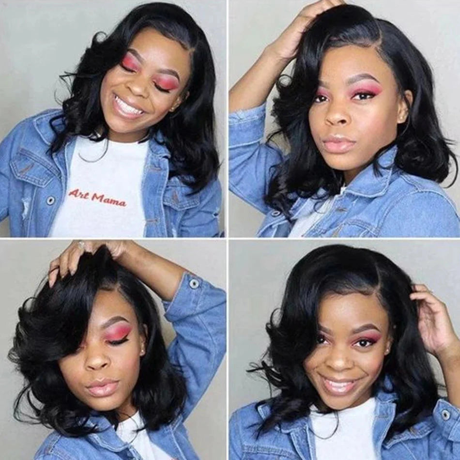 Glueless Body Wave Short Bob Wig | 13x4 Transparent Lace Front Brazilian Human Hair (Pre-Plucked, Ready-to-Wear)