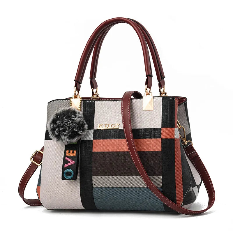 Elegant Designer Handbags for Women | PU Leather Crossbody Messenger Bag with Hairball (Girls Shoulder Bag, Top-Handle Tote)
