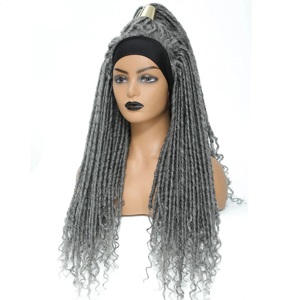 Long 22" Goddess Locs Headband Wig | Curly Ends | Soft Faux Locs | Synthetic Braids | For Women