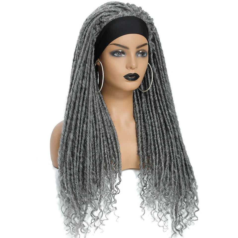 Long 22" Goddess Locs Headband Wig | Curly Ends | Soft Faux Locs | Synthetic Braids | For Women