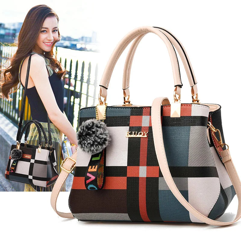 Elegant Designer Handbags for Women | PU Leather Crossbody Messenger Bag with Hairball (Girls Shoulder Bag, Top-Handle Tote)