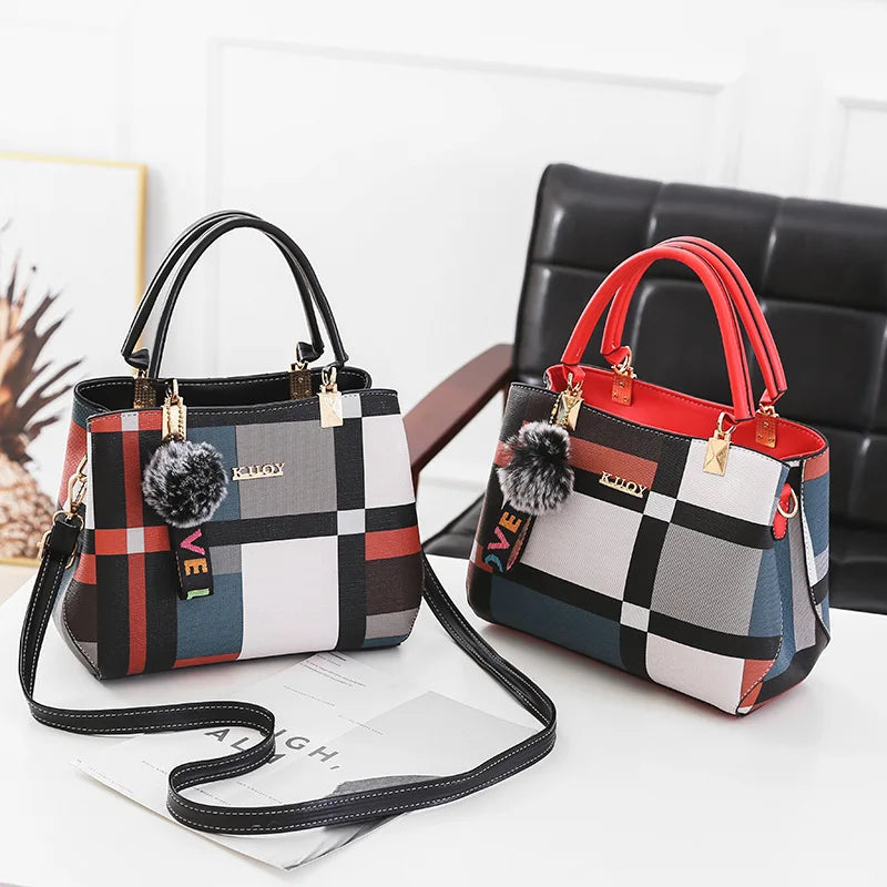 Elegant Designer Handbags for Women | PU Leather Crossbody Messenger Bag with Hairball (Girls Shoulder Bag, Top-Handle Tote)