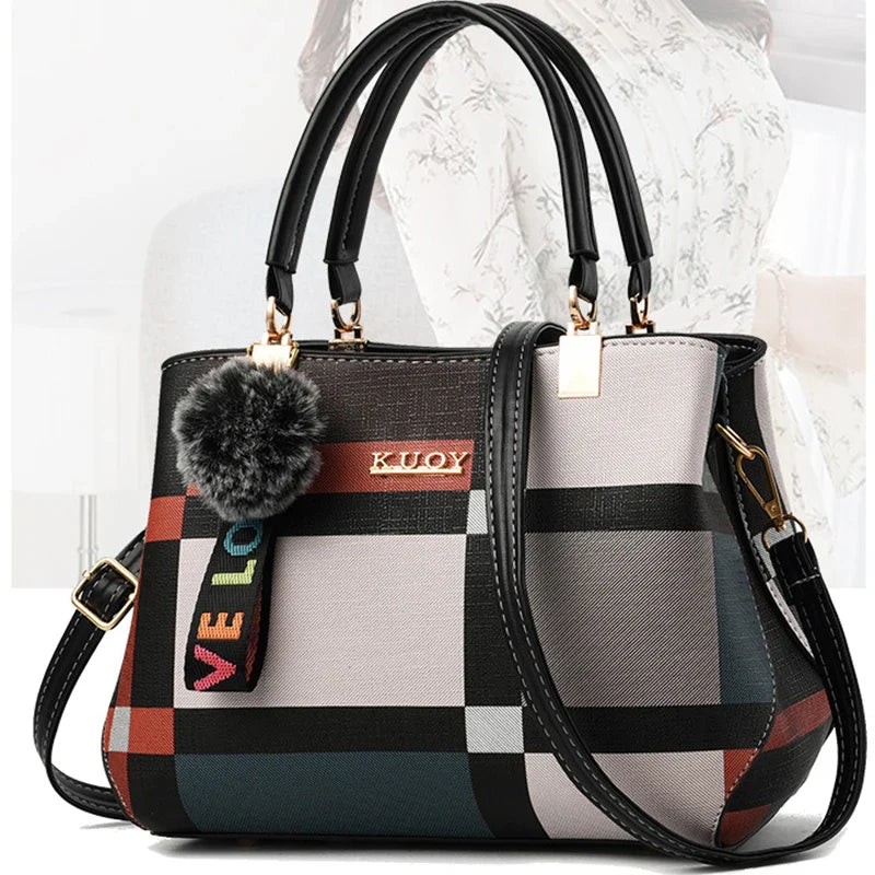 Elegant Designer Handbags for Women | PU Leather Crossbody Messenger Bag with Hairball (Girls Shoulder Bag, Top-Handle Tote)