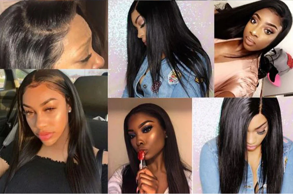 Brazilian Straight Human Hair Bundles with 2x4 Lace Closure | 3 Bundles & Closure Set