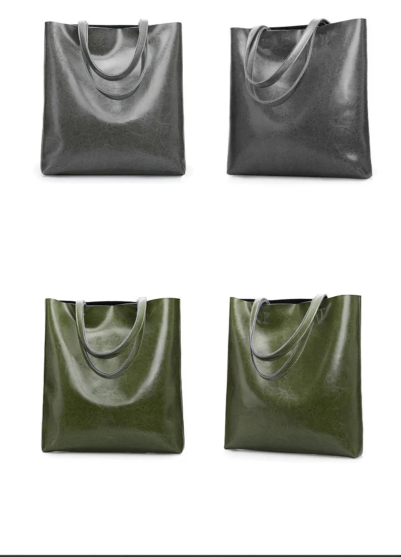 Real Genuine Leather Women's Shoulder Bags | Large Capacity Female Fashion Office Retro Handbag (Cow Leather, Big Bags for Women)