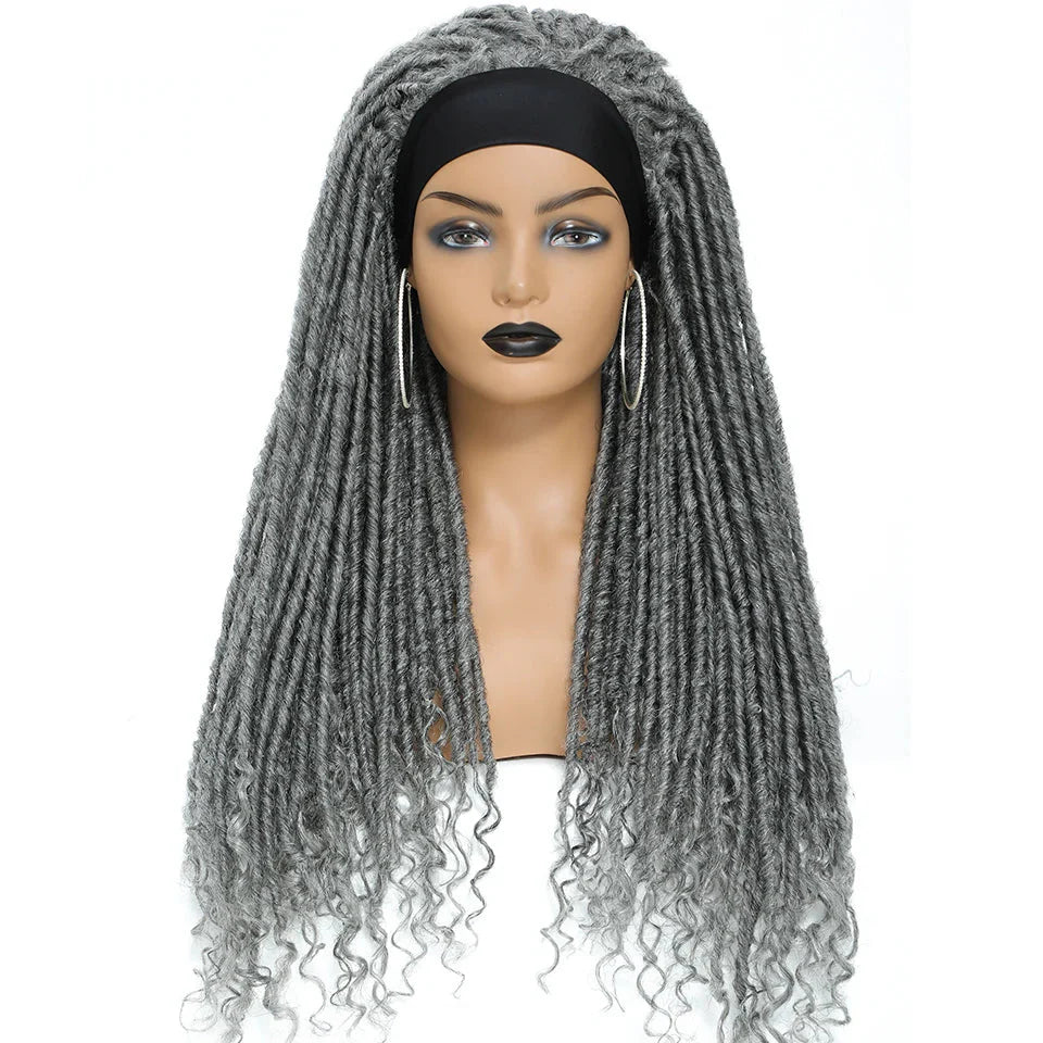 Long 22" Goddess Locs Headband Wig | Curly Ends | Soft Faux Locs | Synthetic Braids | For Women