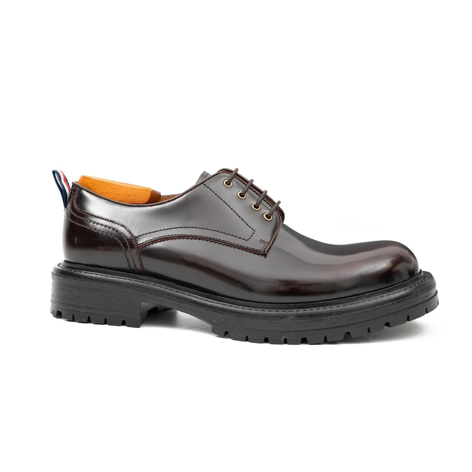 Handcrafted Big Toe Derby Shoes with Thick Sole  Wine red