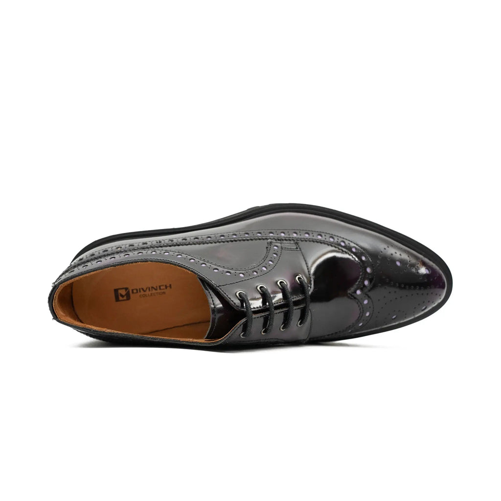 Handmade Chunky - sole Brogue Shoes Purple