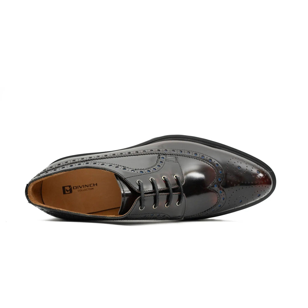 Handmade Chunky - sole Brogue Shoes Wine Red