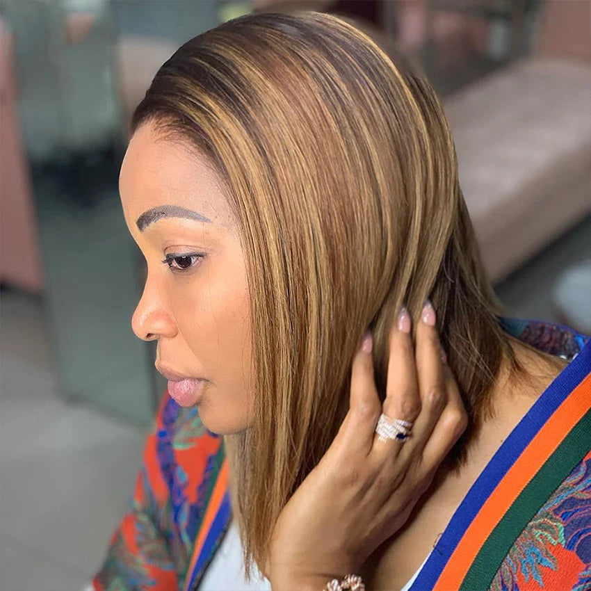 Highlight Ombre Bob Wig | 13x4 Lace Front Human Hair with Baby Hair