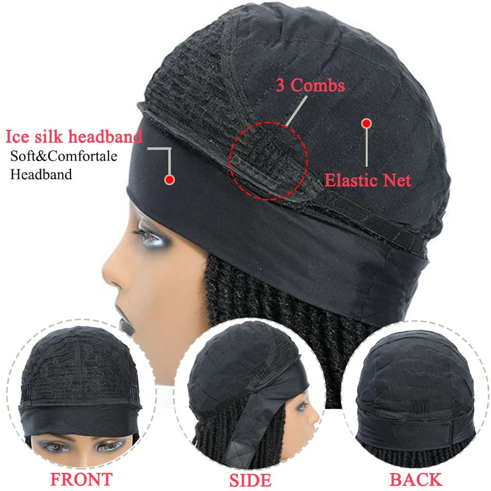 Long 22" Goddess Locs Headband Wig | Curly Ends | Soft Faux Locs | Synthetic Braids | For Women