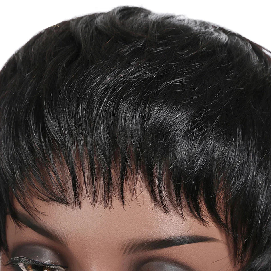 Short Pixie Cut Bob Human Hair Wig | Straight Remy Hair | Ready-to-Wear Machine Made