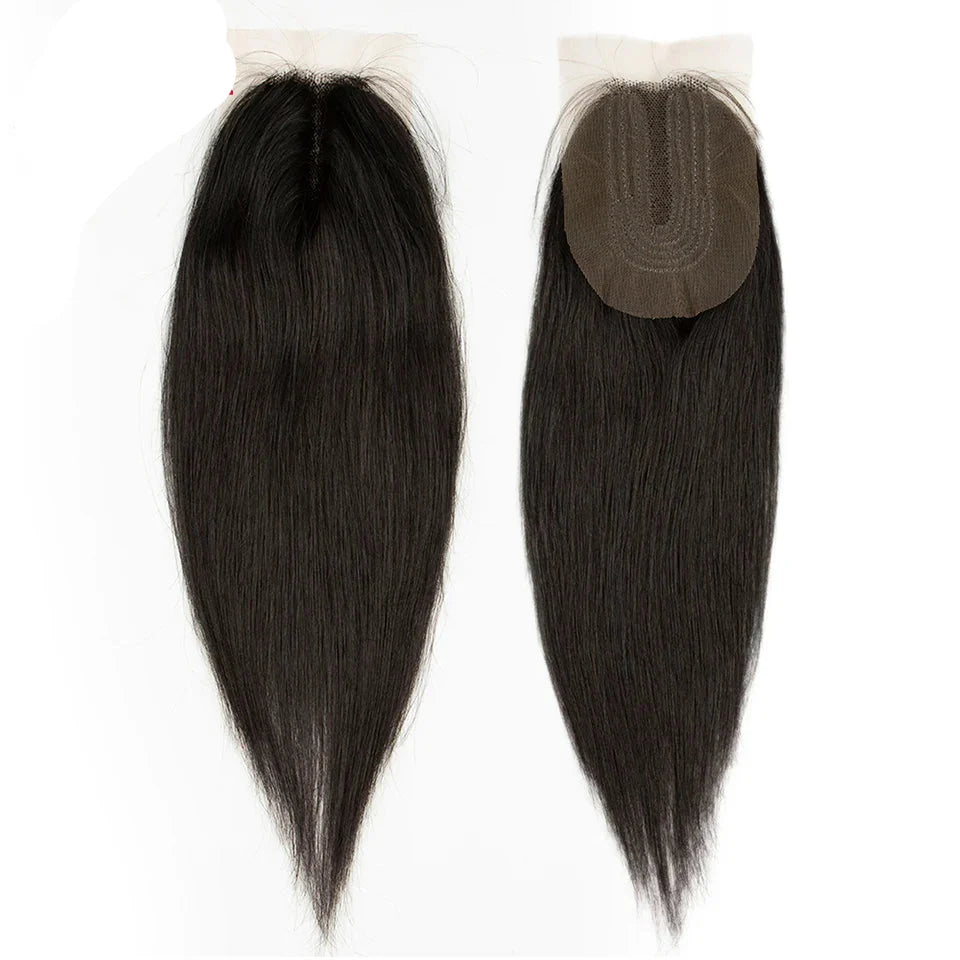 Brazilian Straight Human Hair Bundles with 2x4 Lace Closure | 3 Bundles & Closure Set