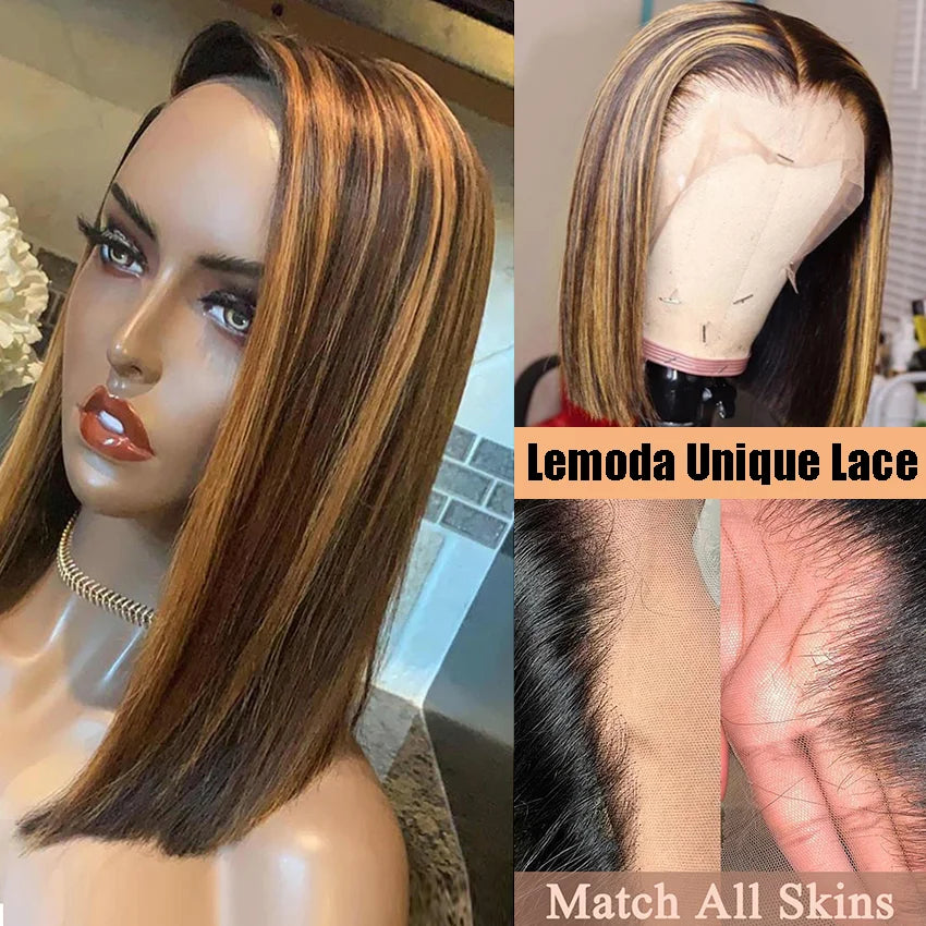 Highlight Ombre Bob Wig | 13x4 Lace Front Human Hair with Baby Hair