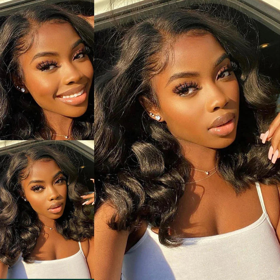 Glueless Body Wave Short Bob Wig | 13x4 Transparent Lace Front Brazilian Human Hair (Pre-Plucked, Ready-to-Wear)