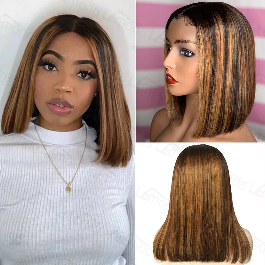 Highlight Ombre Bob Wig | 13x4 Lace Front Human Hair with Baby Hair
