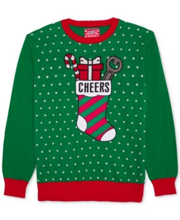 Hybrid Mens Bottle Holder Applique Pullover Sweater