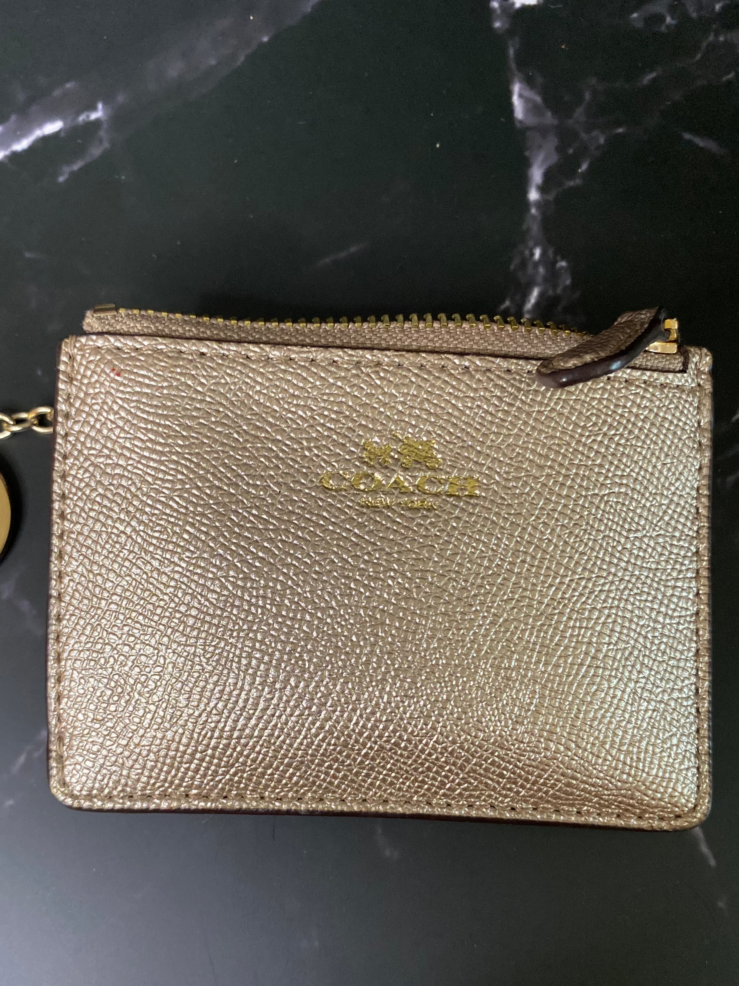 Coach Metallic Slim Card ID Case & Coin Wallet – Signature Canvas with ID Window